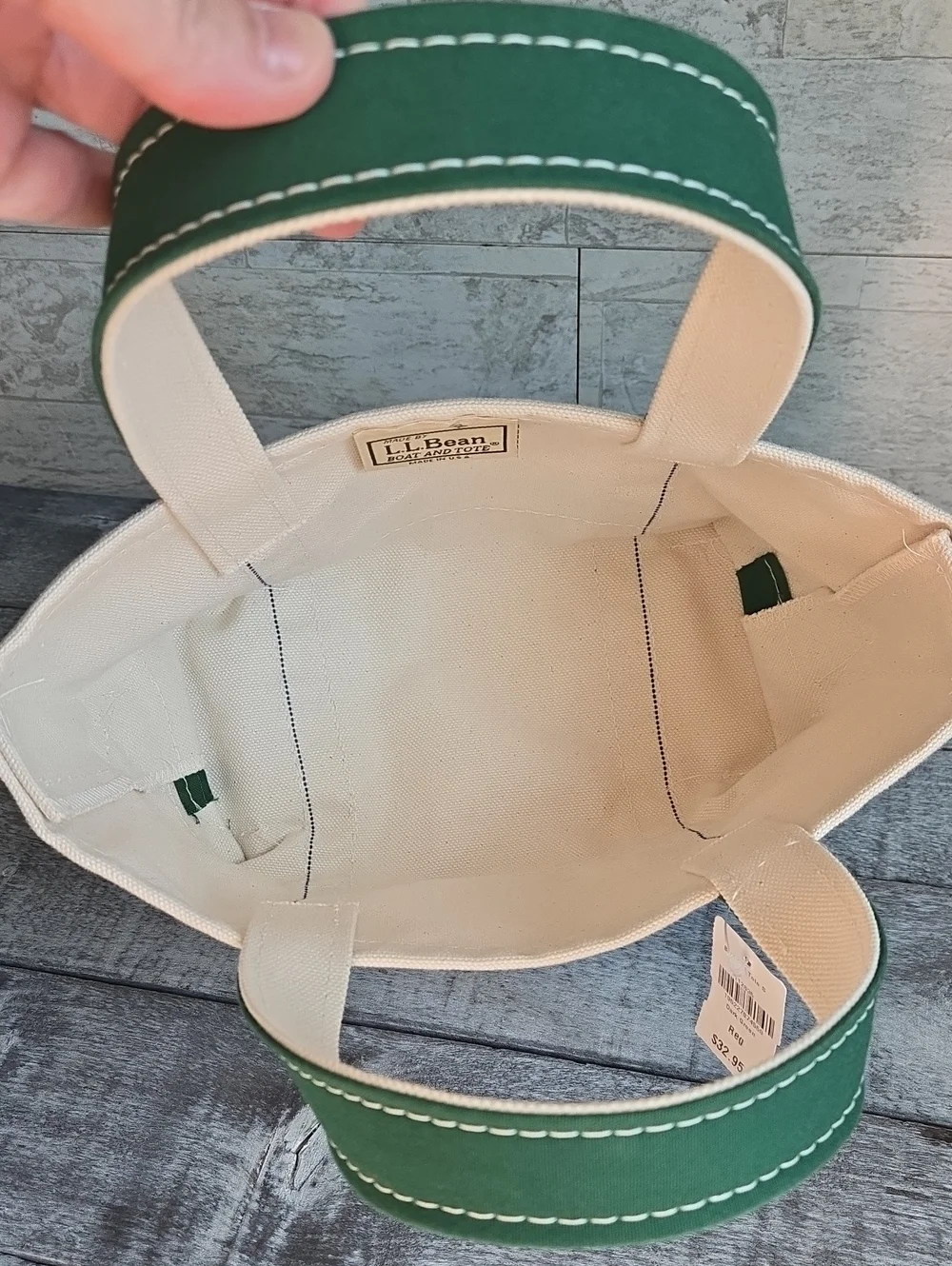 NWT L.L. Bean Boat And Tote Mini Canvas Bag Green